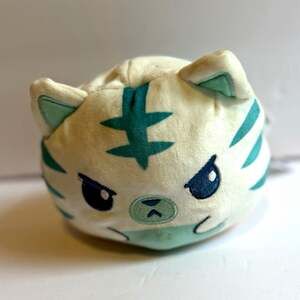 TeeTurtle Reversible Cat Plush Orange Tabby Teal Angry Happy Mood Stuffed Toy